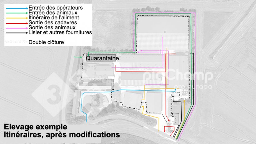 Figure 3 : Itin&eacute;raires de d&eacute;placement, apr&egrave;s r&eacute;am&eacute;nagement.
