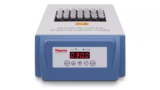 Figure 1 : Bain sec num&eacute;rique pour tubes de microcentrifugeuse - adapt&eacute; au LAMP. Source : Thermo Fisher Scientific Inc : Thermo Fisher Scientific Inc.
