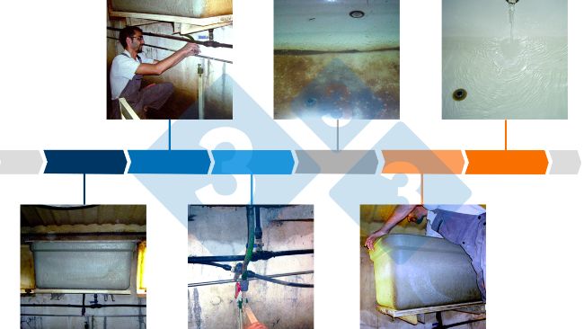 Figure 3 : &Eacute;tapes du nettoyage du bac.
