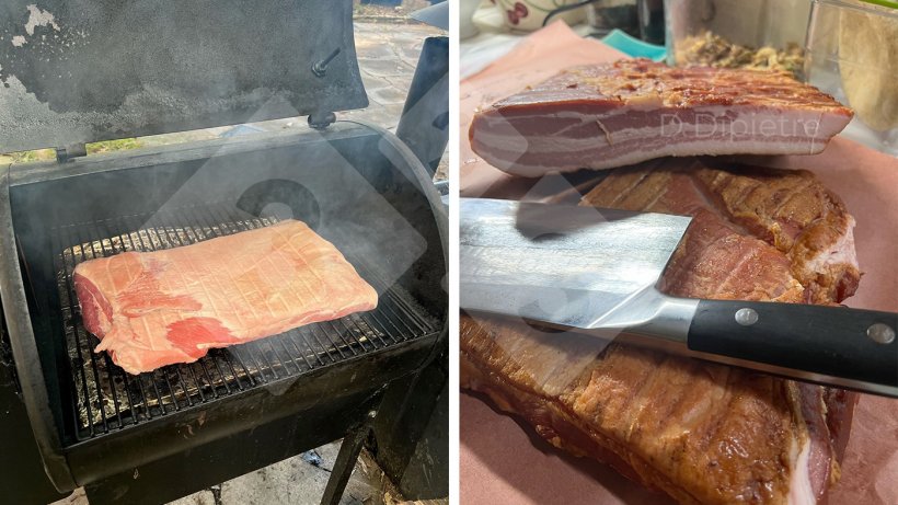 Figure 1 : L&#39;auteur Dennis DiPietre fait saler et fumer son propre bacon &agrave; partir de bacon qu&#39;il a achet&eacute; en ligne aupr&egrave;s d&#39;un producteur de porc.
