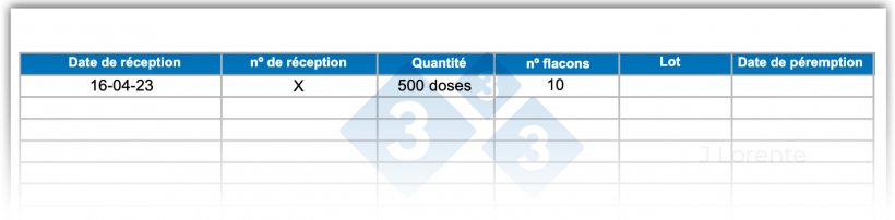 Figure 5 : Exemple de fiche de contr&ocirc;le de la tra&ccedil;abilit&eacute; des vaccins.
