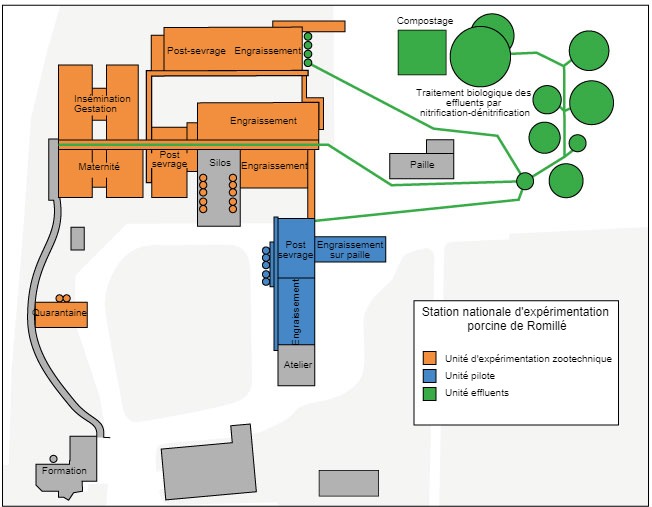 Plan de la station exp&eacute;rimentale de l&#39;IFIP &agrave; Romill&eacute;.
